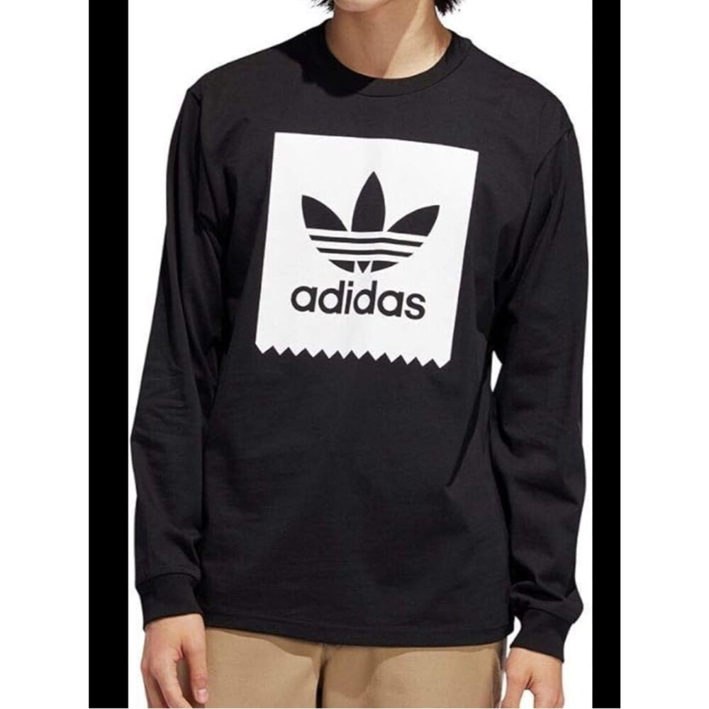 adidas Black Long Sleeve Tee with White Trefoil logo Graphic
